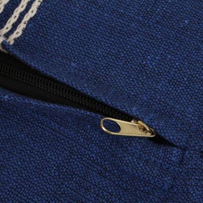 Alternate image for Handwoven Cotton Cushion Cover in Royal Blue from Mexico Royal Blue Temptation