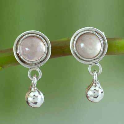 Alternate image for Unique Sterling Silver Rose Quartz Earrings Dream of Love