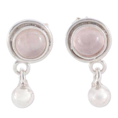 Alternate image for Unique Sterling Silver Rose Quartz Earrings Dream of Love