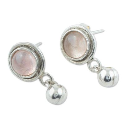 Alternate image for Unique Sterling Silver Rose Quartz Earrings Dream of Love