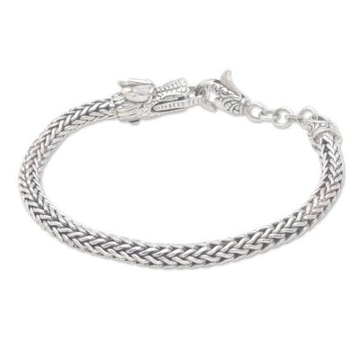 Alternate image for Balinese Sterling Silver Chain Bracelet with Dragon Motif Dragon Power