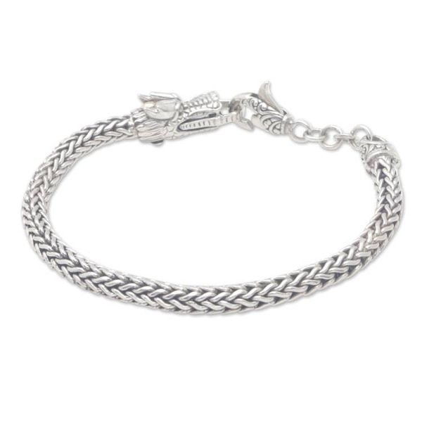 Alternate image for Balinese Sterling Silver Chain Bracelet with Dragon Motif Dragon Power
