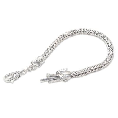 Alternate image for Balinese Sterling Silver Chain Bracelet with Dragon Motif Dragon Power