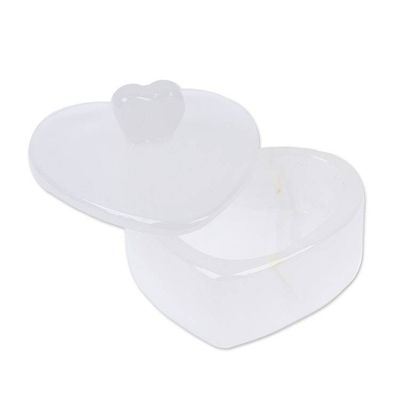 Alternate image for Heart-Shaped Hand-Carved White Onyx Decorative Jewelry Box Take my Heart