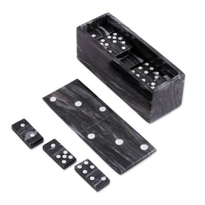 Alternate image for Grey Marble Domino Set from Mexico 6 Inch Fascinating Challenge