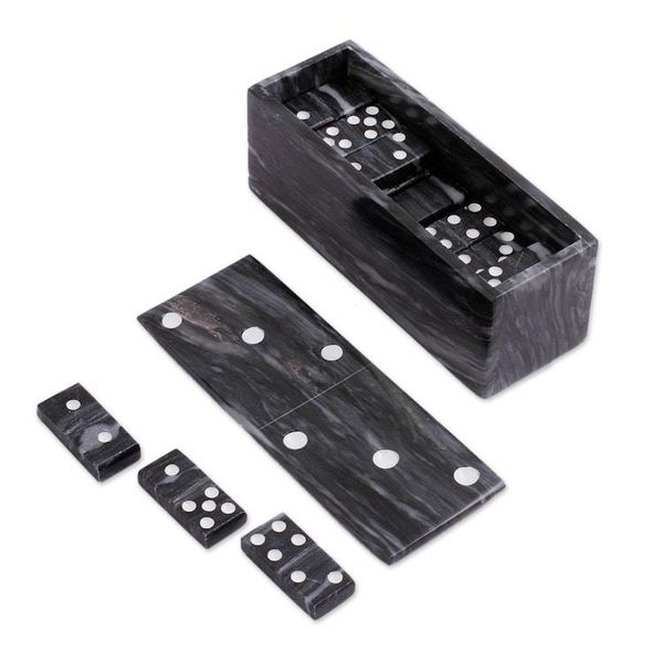 Alternate image for Grey Marble Domino Set from Mexico 6 Inch Fascinating Challenge