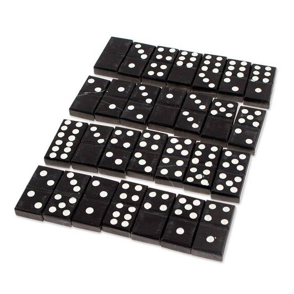 Alternate image for Grey Marble Domino Set from Mexico 6 Inch Fascinating Challenge