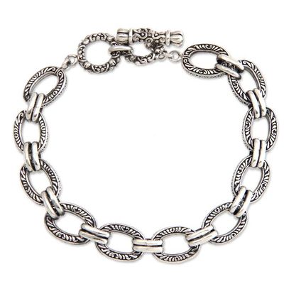 Primary image for Hand Crafted Mens Sterling Silver Link Bracelet from Bali Bali Memoirs