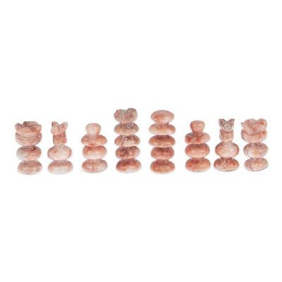 Alternate image for Hand-Carved White Onyx and Pink Marble Chess Set from Mexico Exciting Challenge