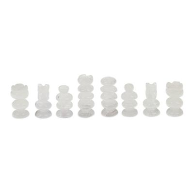 Alternate image for Hand-Carved White Onyx and Pink Marble Chess Set from Mexico Exciting Challenge