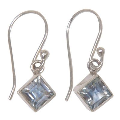 Alternate image for Blue Topaz Sterling Silver Dangle Earrings Heavens Window