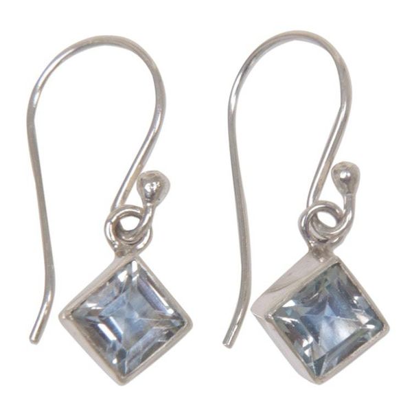 Alternate image for Blue Topaz Sterling Silver Dangle Earrings Heavens Window