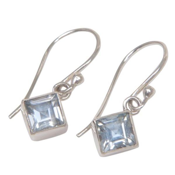 Alternate image for Blue Topaz Sterling Silver Dangle Earrings Heavens Window