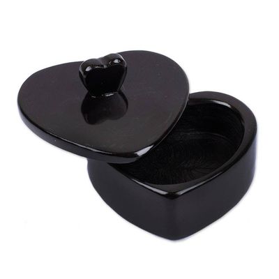 Alternate image for Heart-Themed Carved Black Marble Decorative Jewelry Box My Heart is Yours