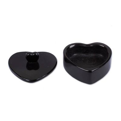 Alternate image for Heart-Themed Carved Black Marble Decorative Jewelry Box My Heart is Yours