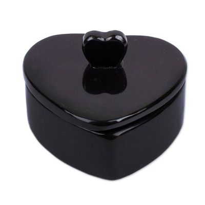 Alternate image for Heart-Themed Carved Black Marble Decorative Jewelry Box My Heart is Yours