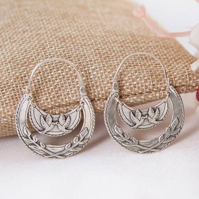 Main image for Doves Kiss on Sterling Silver Hoop Earrings Kiss of Peace