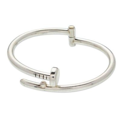 Alternate image for Polished Taxco Sterling Silver Nail Wristband Bracelet Nail Flair