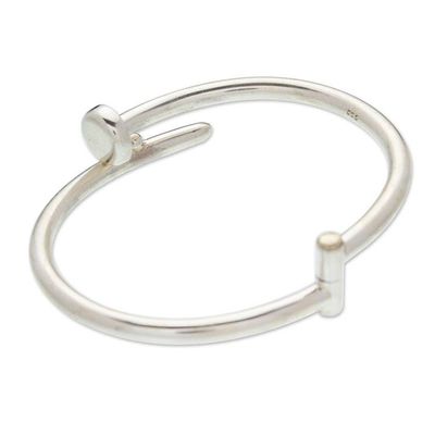 Alternate image for Polished Taxco Sterling Silver Nail Wristband Bracelet Nail Flair