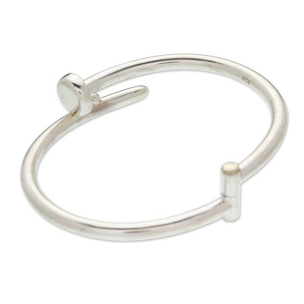 Alternate image for Polished Taxco Sterling Silver Nail Wristband Bracelet Nail Flair