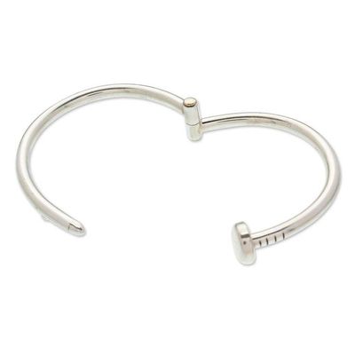 Alternate image for Polished Taxco Sterling Silver Nail Wristband Bracelet Nail Flair