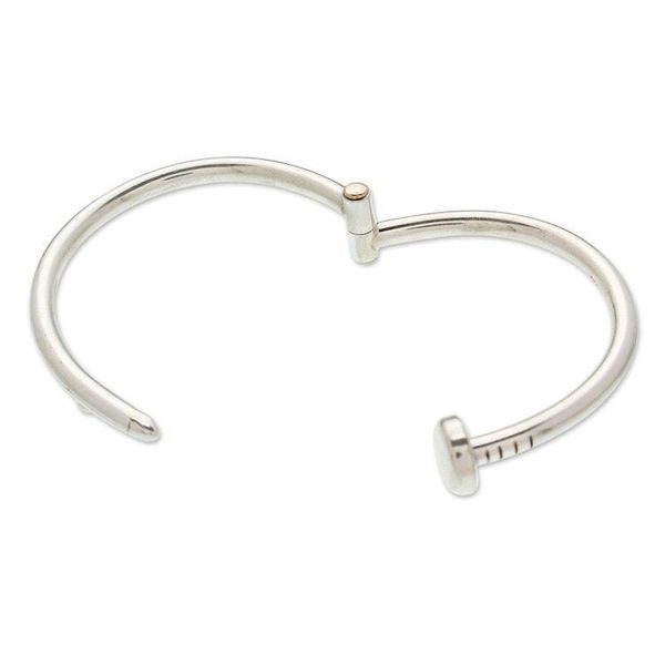 Alternate image for Polished Taxco Sterling Silver Nail Wristband Bracelet Nail Flair