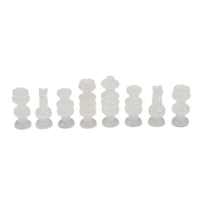 Alternate image for Modern Hand-Carved White Onyx and Pink Marble Chess Set Riveting Challenge