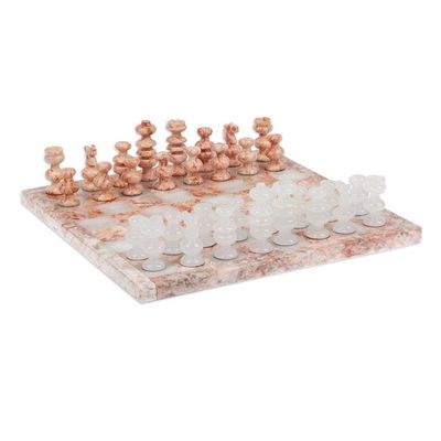 Alternate image for Modern Onyx and Marble Chess Set Carved by Hand in Mexico Exhilarating Challenge