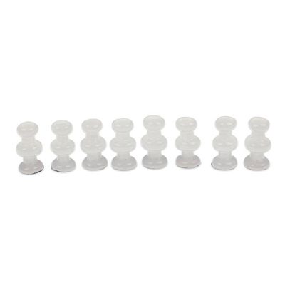 Alternate image for Modern Hand-Carved White Onyx and Pink Marble Chess Set Riveting Challenge