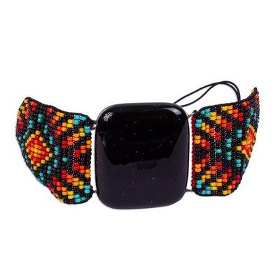 Alternate image for Handcrafted Beaded Glass Wristband Bracelet from Mexico Night Lights