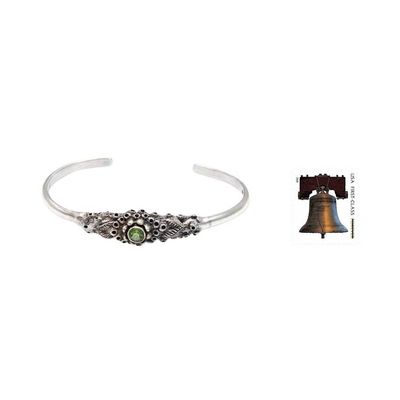 Alternate image for Handcrafted Peridot and Silver Cuff Bracelet Coral Treasure