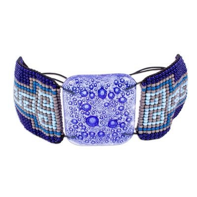 Alternate image for Blue Fused Glass Pendant Bracelet Watery Realm