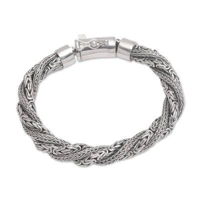 Alternate image for Sterling Silver Borobudur and Naga Chain Bracelet from Bali Basuki Dragon