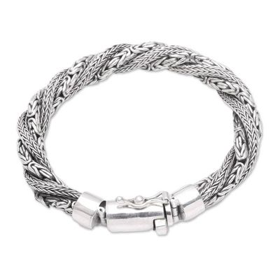 Alternate image for Sterling Silver Borobudur and Naga Chain Bracelet from Bali Basuki Dragon