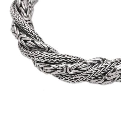 Alternate image for Sterling Silver Borobudur and Naga Chain Bracelet from Bali Basuki Dragon