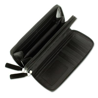 Alternate image for Elegant Black Long Zipper Wallet Bajio Black