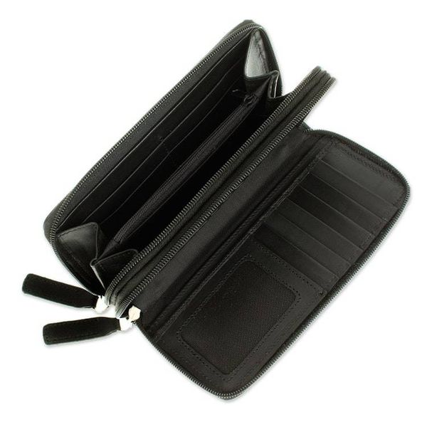 Alternate image for Elegant Black Long Zipper Wallet Bajio Black