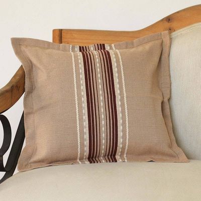 Main image for Handwoven Cotton Cushion Cover in Cafe Au Lait from Mexico Relaxing Hue
