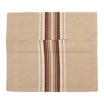 Alternate image for Handwoven Cotton Cushion Cover in Cafe Au Lait from Mexico Relaxing Hue