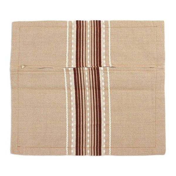 Alternate image for Handwoven Cotton Cushion Cover in Cafe Au Lait from Mexico Relaxing Hue