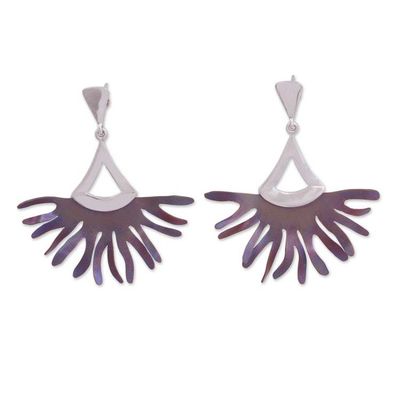 Alternate image for Handcrafted Titanium Dangle Earrings from Mexico Dragon Betta Fins