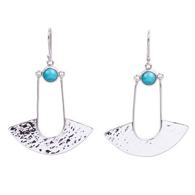 Alternate image for Hammered Sterling Earrings with Turquoise Navajo Inspiration