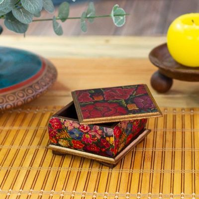 Main image for Floral Patterned Decoupage Pinewood Jewelry Box from Mexico Flowers from East