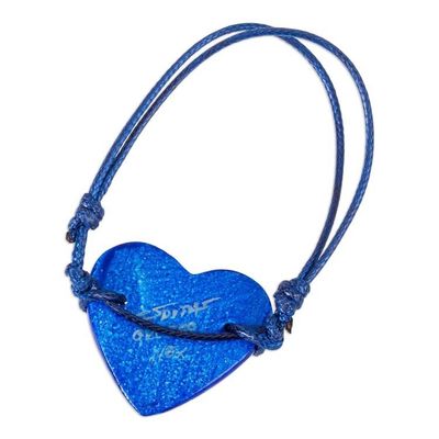 Alternate image for Papier Mache Adjustable Blue Heart Golden Trim Bracelet Deep Sea Illusion