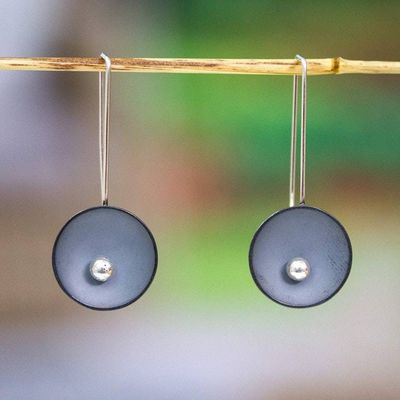 Main image for Modern Moon-Themed Oxidized Sterling Silver Drop Earrings Lunar Blue