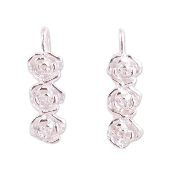Alternate image for Artisan Crafted Rose Drop Earrings Roses of Taxco