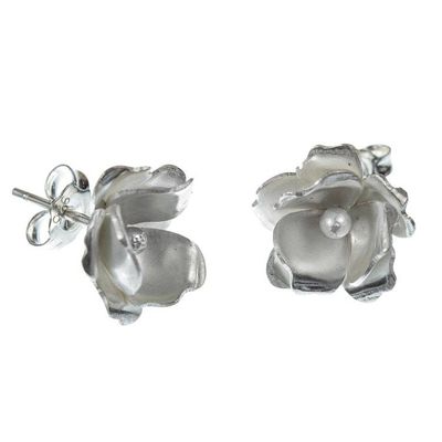 Alternate image for Gardenia Blossom 950 Silver Button Earrings Lovely Gardenia