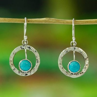 Main image for Handcrafted Modern Fine Silver and Natural Turquoise Earring Eye of the Sea