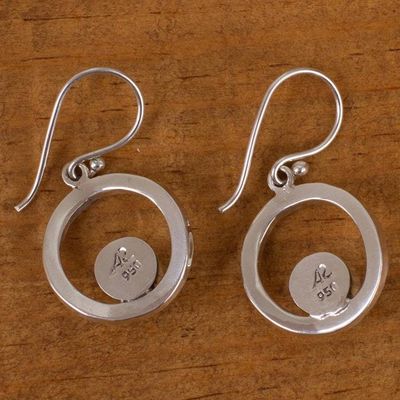 Alternate image for Handcrafted Modern Fine Silver and Natural Turquoise Earring Eye of the Sea