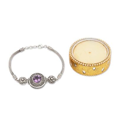Alternate image for Classic Gong-Themed One-Carat Amethyst Pendant Bracelet Gong of Wisdom